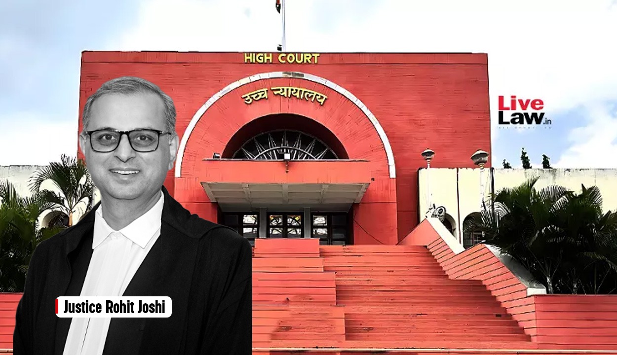 A man in judicial attire, identified as Justice Rohit Joshi, is shown in front of the red Bombay High Court building with steps leading to the entrance.